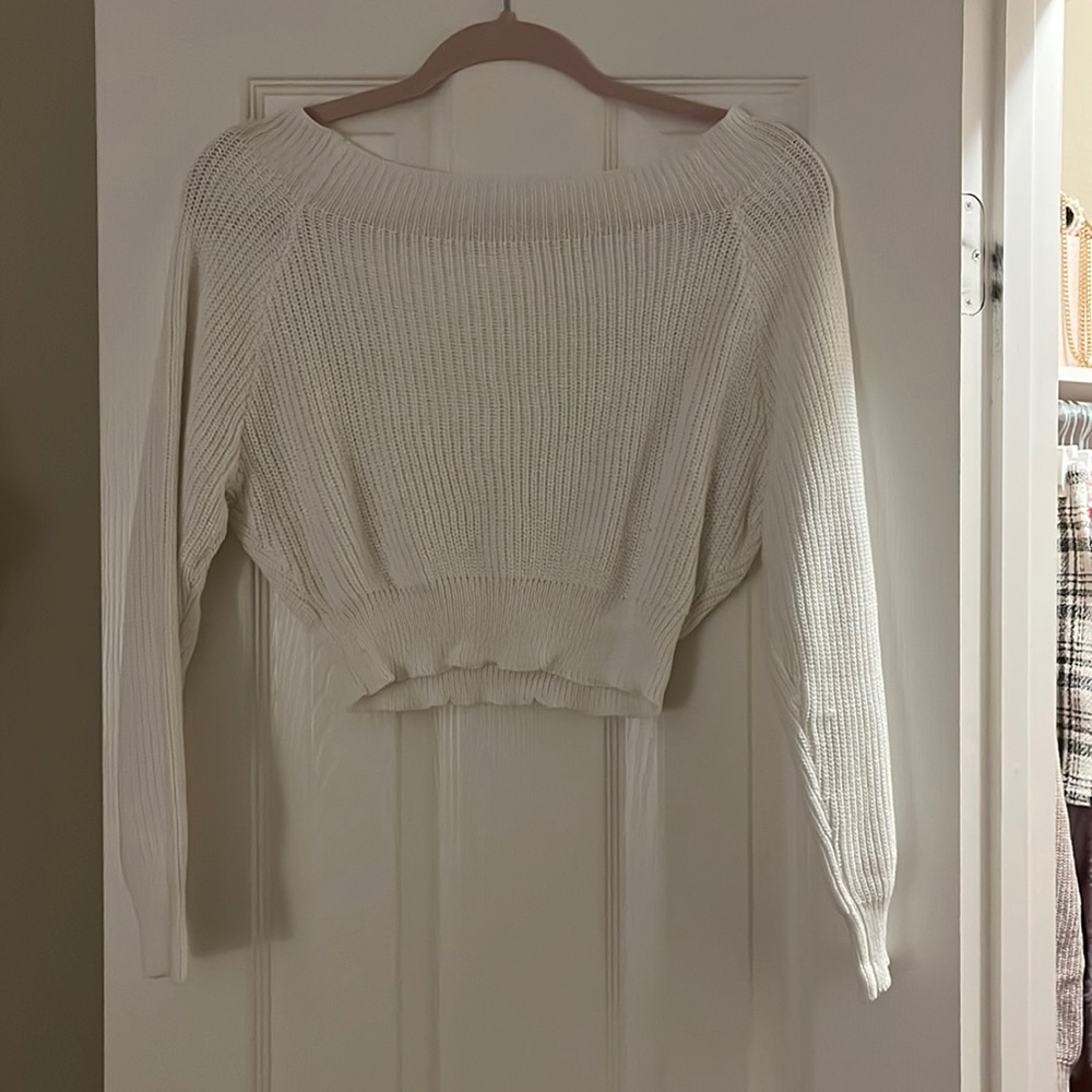 White cropped sweater